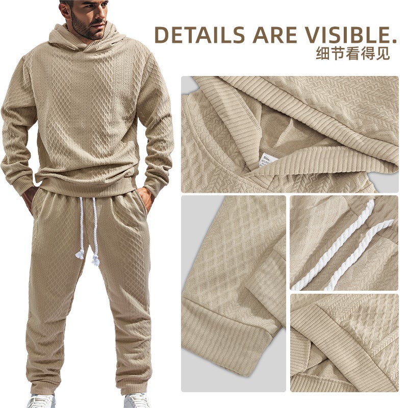 26 Hooded Pullover Jacquard Sweatshirt And Sweatpants Temu Men'S Trendy Casual Sports Suit - Image 3
